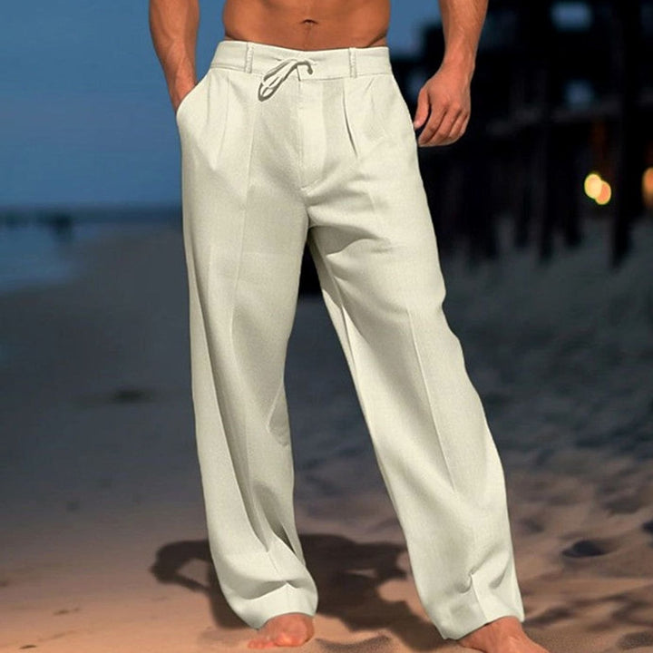 Men's Relaxed-Fit Drawstring Linen-Look Trousers