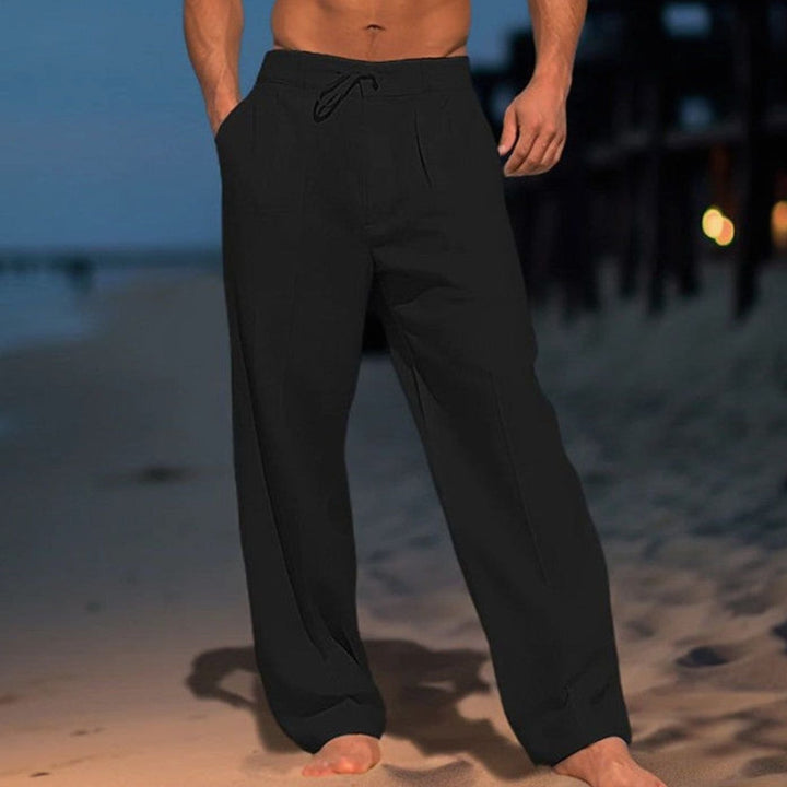 Men's Relaxed-Fit Drawstring Linen-Look Trousers