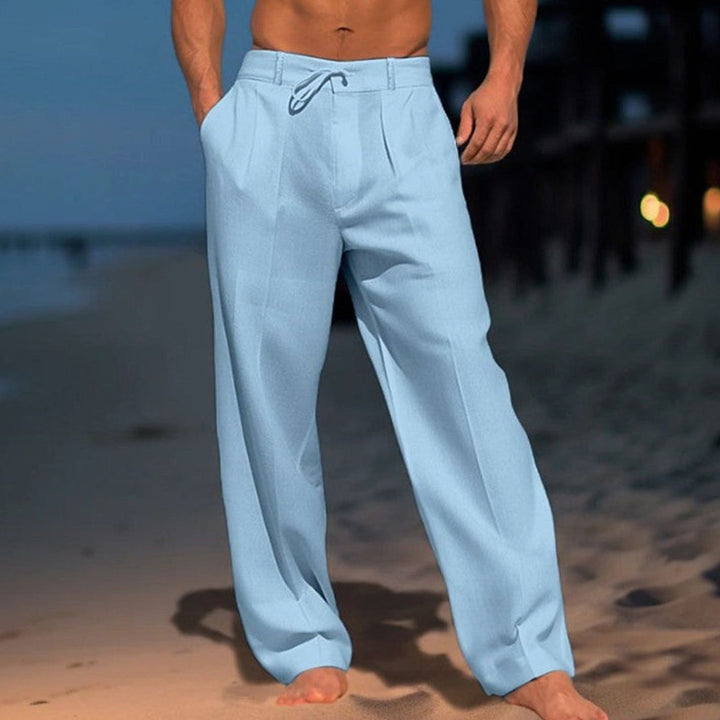 Men's Relaxed-Fit Drawstring Linen-Look Trousers