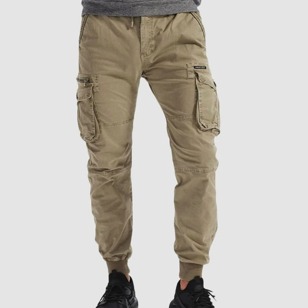 Men's Relaxed-Fit Elasticated-Waist Multi-Pocket Cargo Jogger Trousers