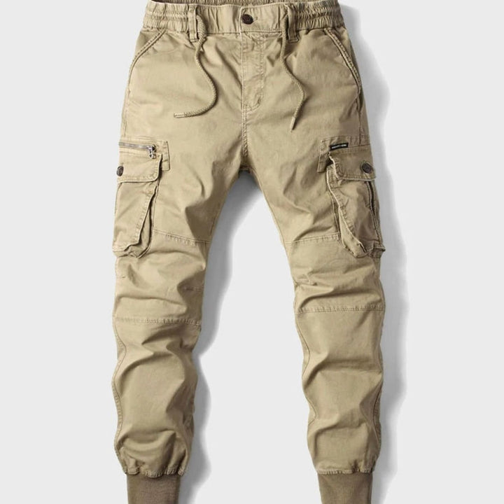 Men's Relaxed-Fit Elasticated-Waist Multi-Pocket Cargo Jogger Trousers
