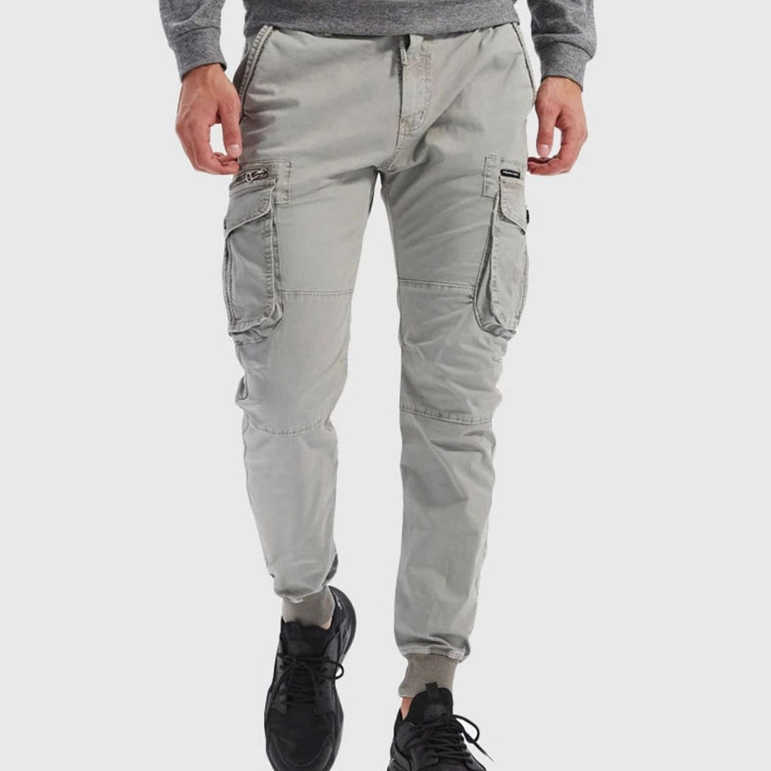 Men's Relaxed-Fit Elasticated-Waist Multi-Pocket Cargo Jogger Trousers