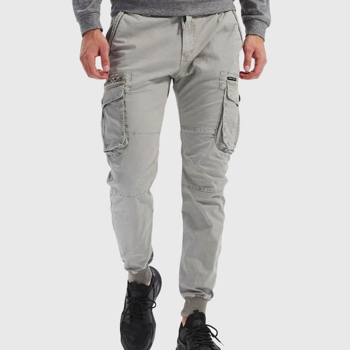 Men's Relaxed-Fit Elasticated-Waist Multi-Pocket Cargo Jogger Trousers