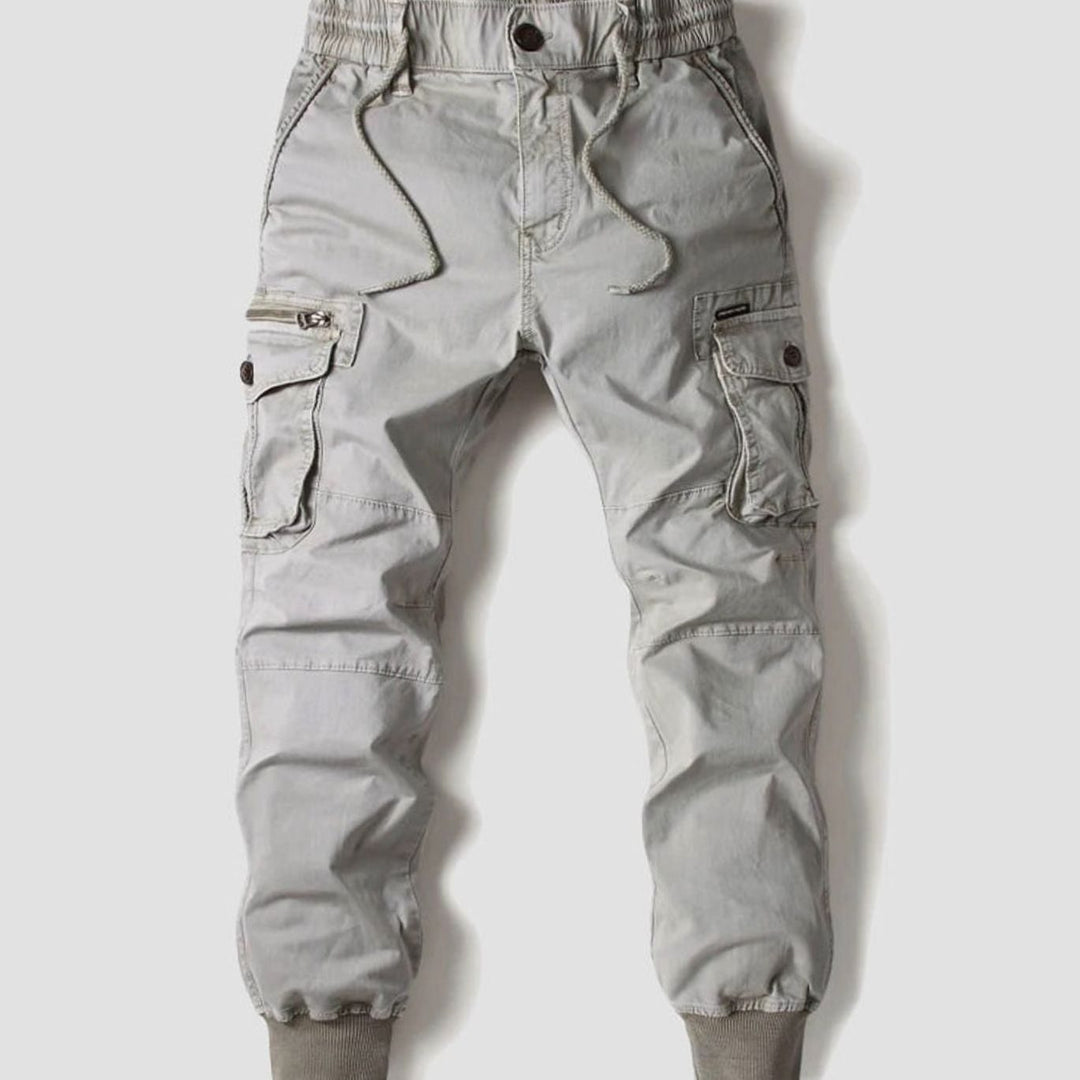Men's Relaxed-Fit Elasticated-Waist Multi-Pocket Cargo Jogger Trousers