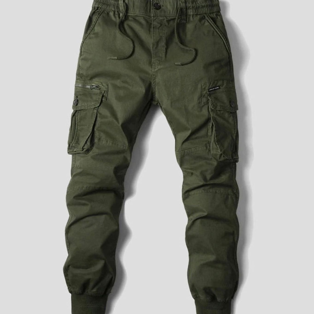 Men's Relaxed-Fit Elasticated-Waist Multi-Pocket Cargo Jogger Trousers
