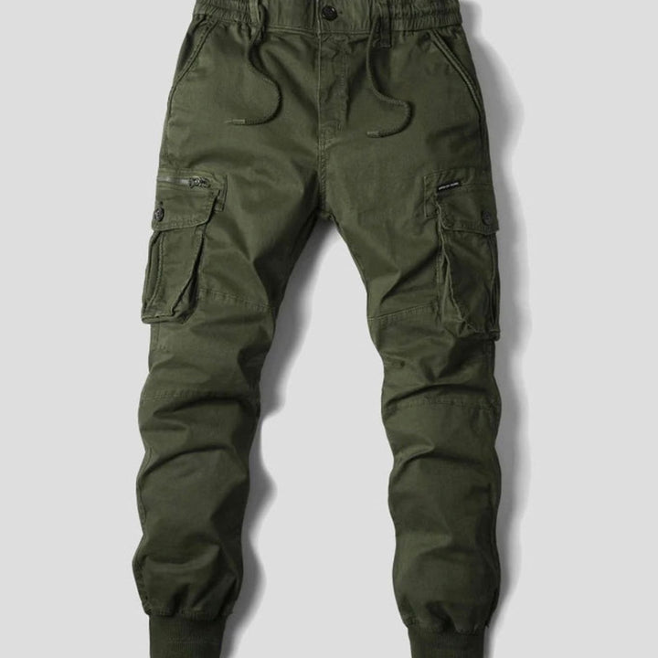 Men's Relaxed-Fit Elasticated-Waist Multi-Pocket Cargo Jogger Trousers