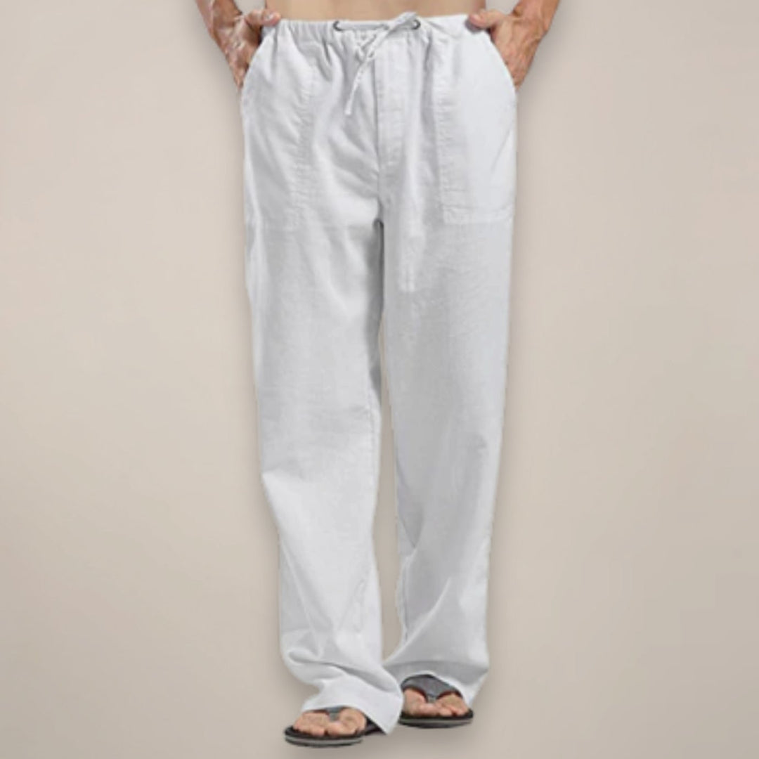 Men's Relaxed-Fit Linen-Blend Drawstring Trousers