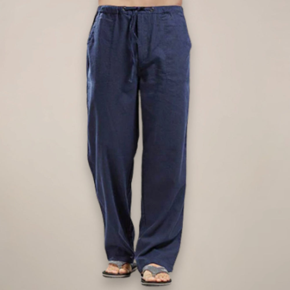 Men's Relaxed-Fit Linen-Blend Drawstring Trousers