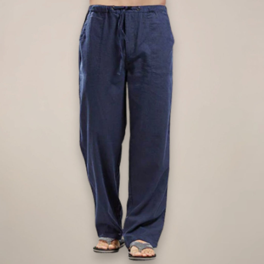 Men's Relaxed-Fit Linen-Blend Drawstring Trousers