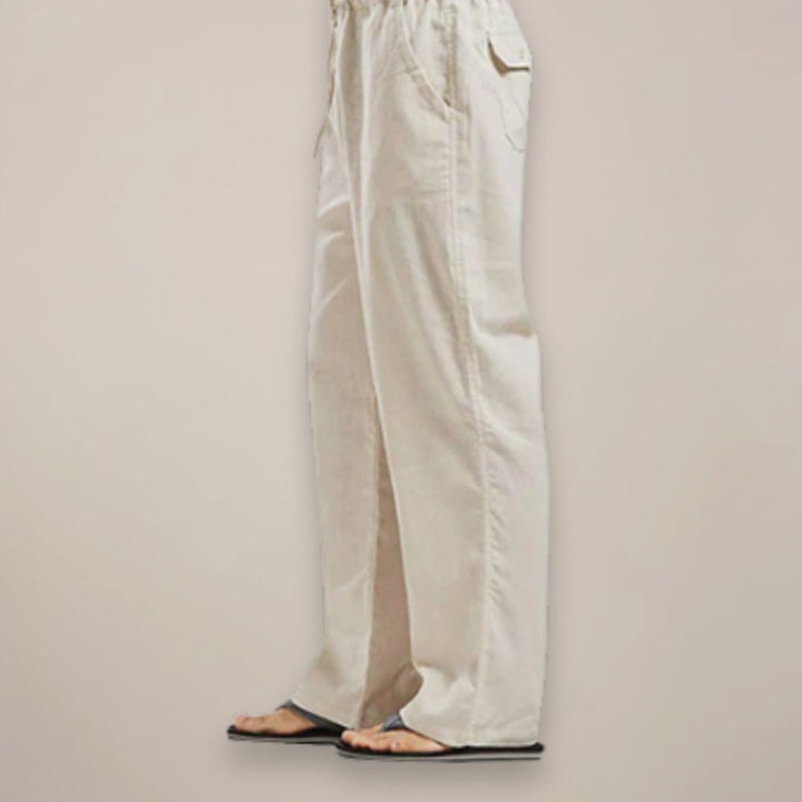 Men's Relaxed-Fit Linen-Blend Drawstring Trousers