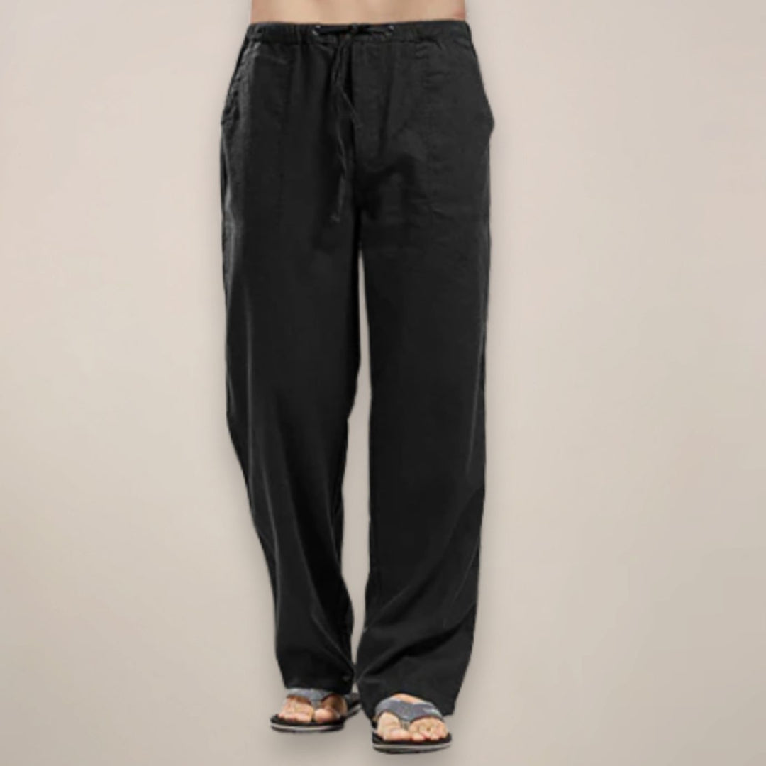 Men's Relaxed-Fit Linen-Blend Drawstring Trousers