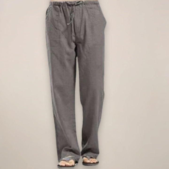 Men's Relaxed-Fit Linen-Blend Drawstring Trousers