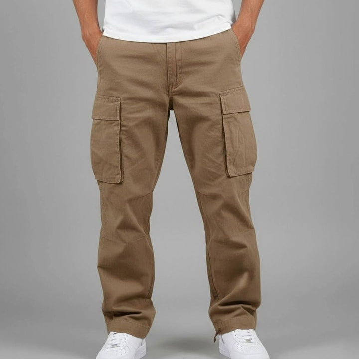 Men's Relaxed-Fit Multi-Pocket Streetwear Cargo Pants - Brown