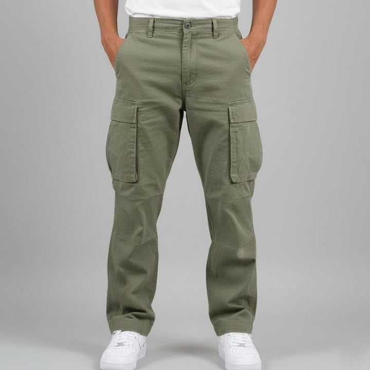 Men's Relaxed-Fit Multi-Pocket Streetwear Cargo Pants - Dark Green