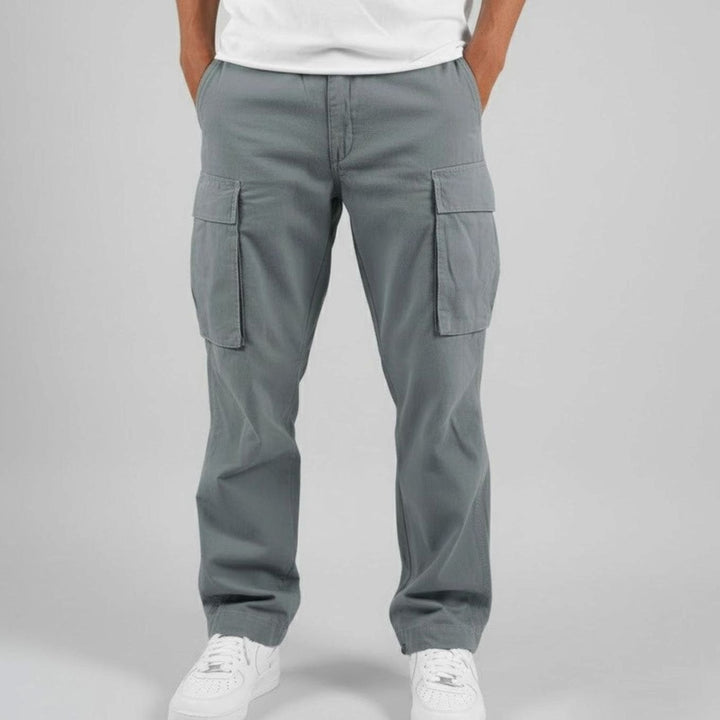 Men's Relaxed-Fit Multi-Pocket Streetwear Cargo Pants - Grey