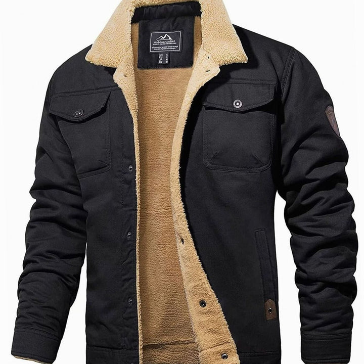 Men's Sherpa-Lined Button-Front Cargo Jacket
