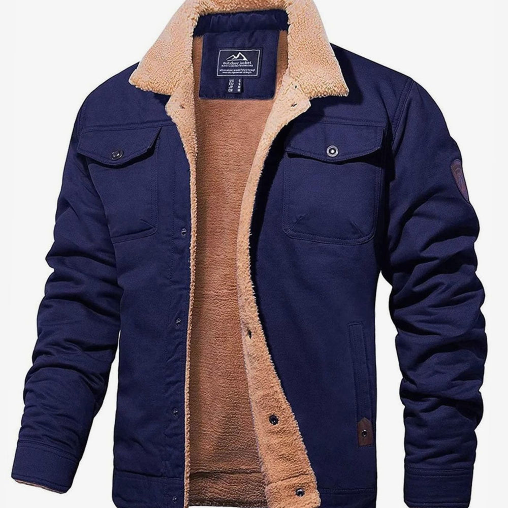 Men's Sherpa-Lined Button-Front Cargo Jacket
