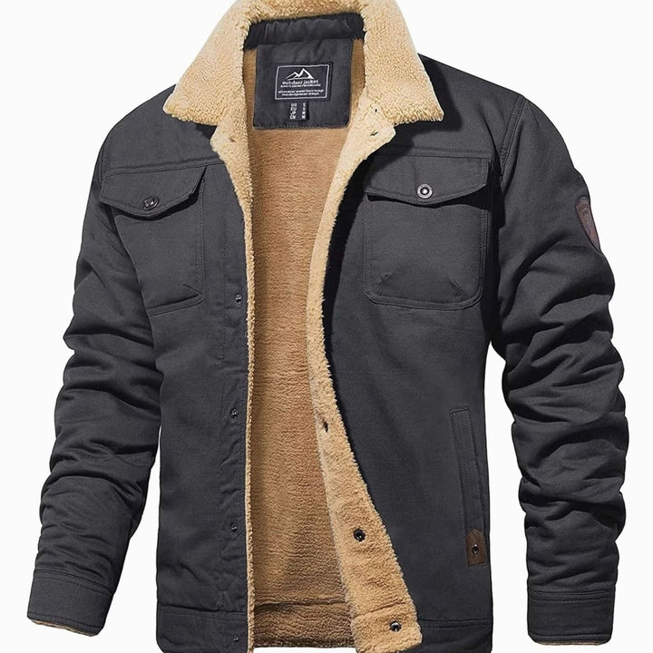 Men's Sherpa-Lined Button-Front Cargo Jacket