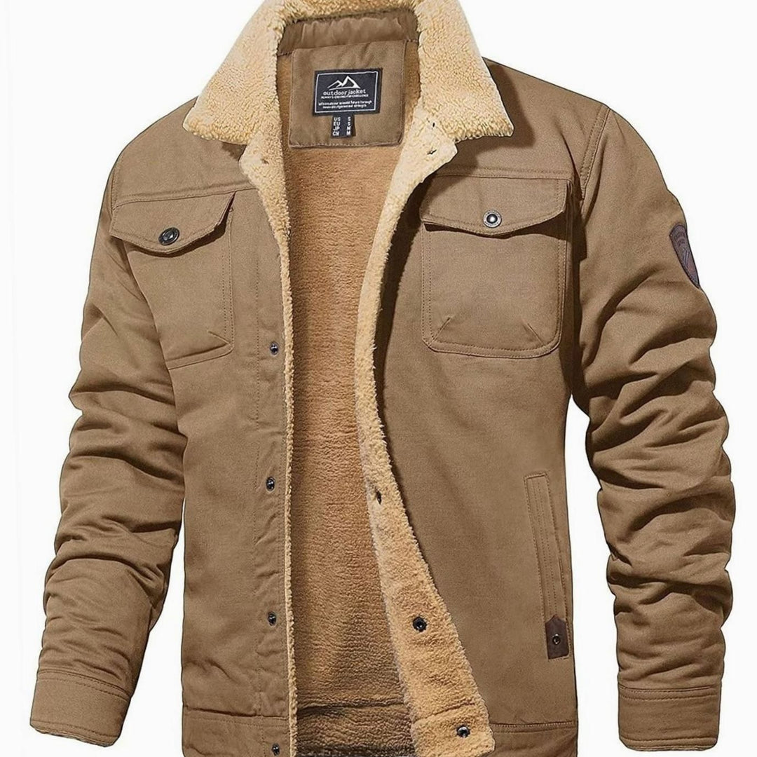 Men's Sherpa-Lined Button-Front Cargo Jacket