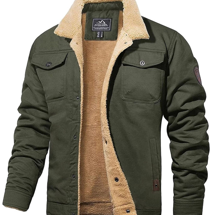 Men's Sherpa-Lined Button-Front Cargo Jacket