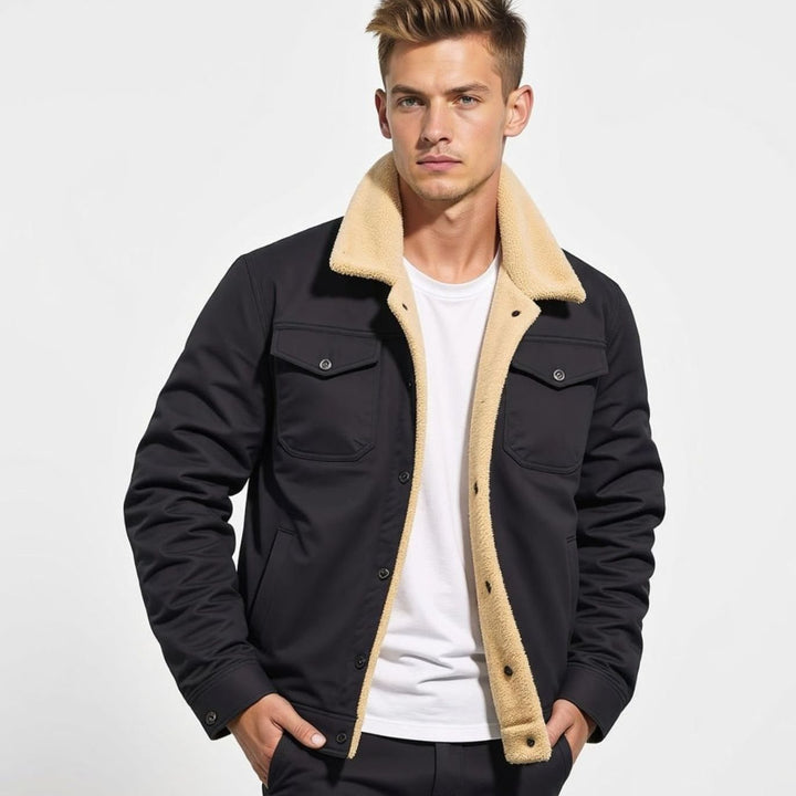 Men's Sherpa-Lined Relaxed-Fit Fleece Winter Jacket