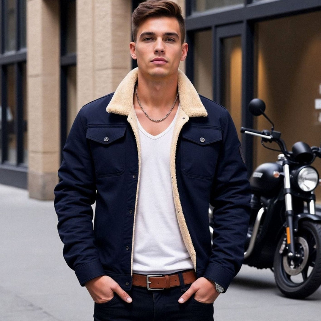 Men's Sherpa-Lined Relaxed-Fit Fleece Winter Jacket