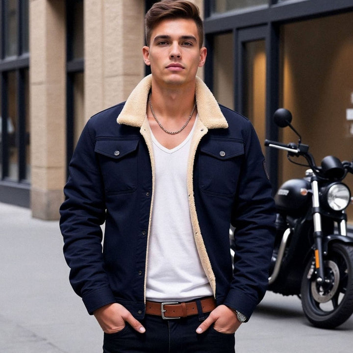 Men's Sherpa-Lined Relaxed-Fit Fleece Winter Jacket