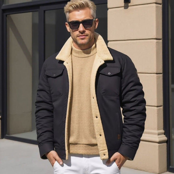 Men's Sherpa-Lined Relaxed-Fit Fleece Winter Jacket