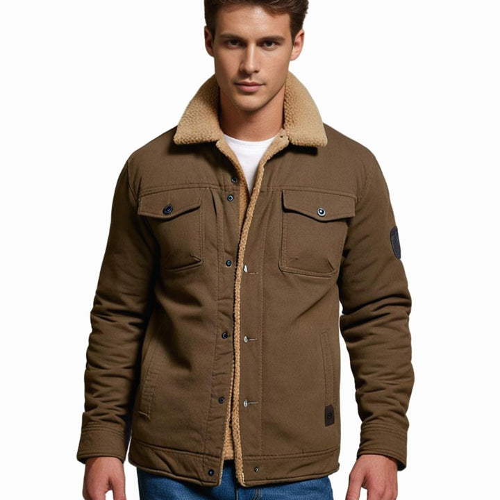 Men's Sherpa-Lined Relaxed-Fit Fleece Winter Jacket