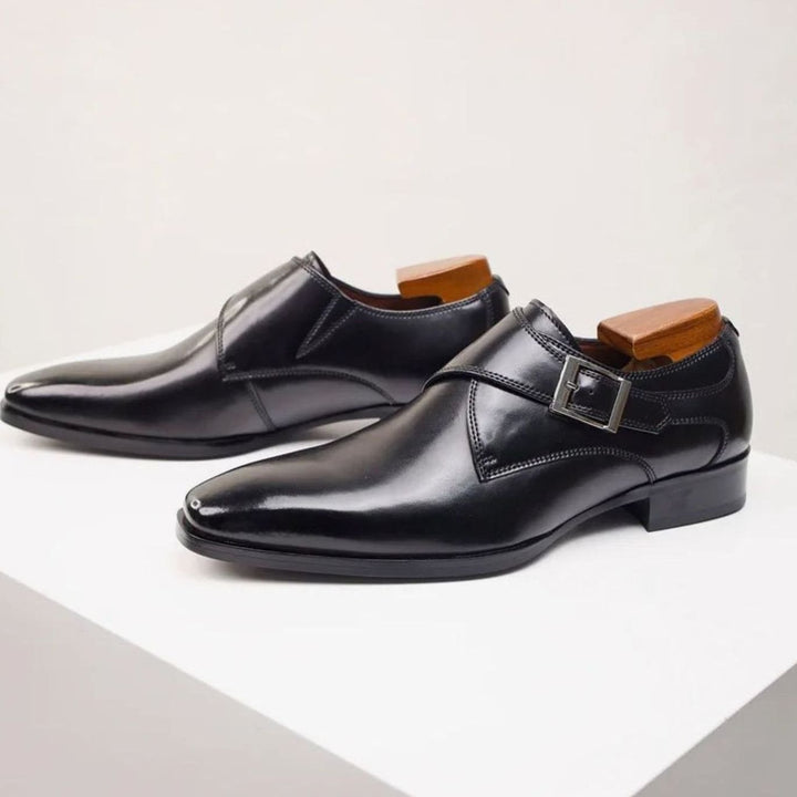 Men's Single Monk Strap Buckle Pointed-Toe Dress Shoes
