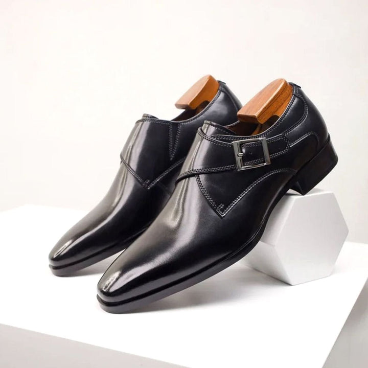Men's Single Monk Strap Buckle Pointed-Toe Dress Shoes