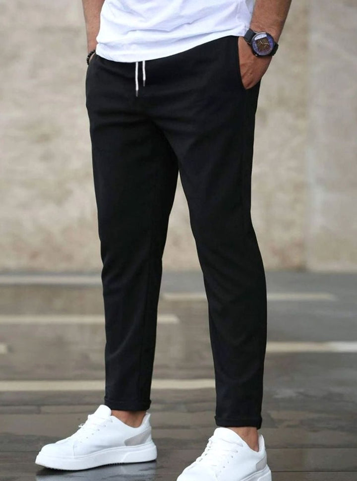 Men's Slim-Fit Ankle-Length Drawstring Jogger Chino Trousers