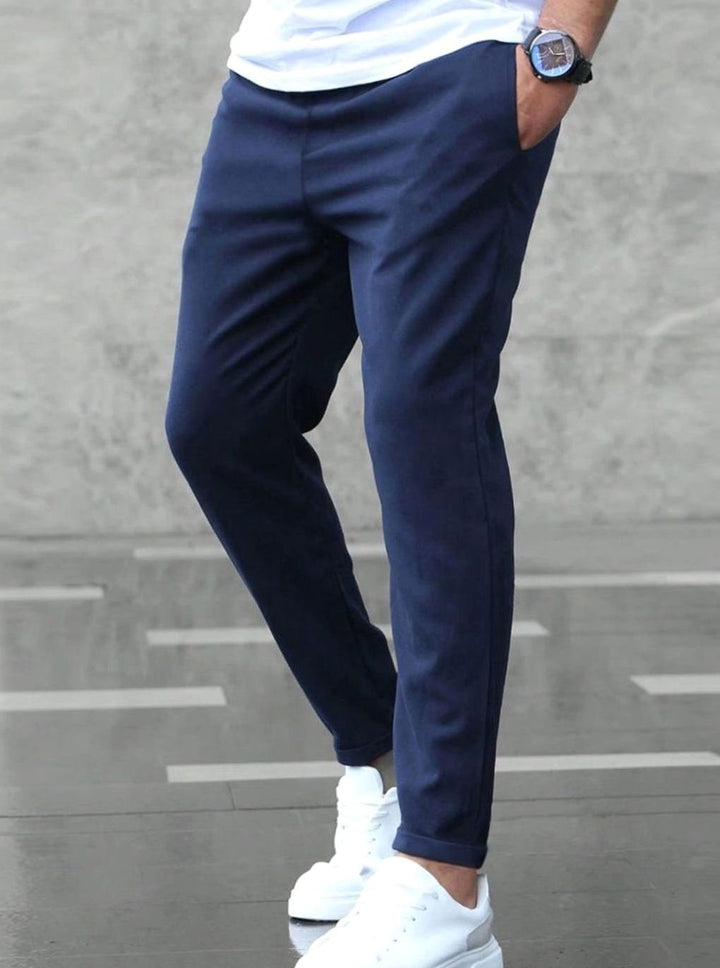 Men's Slim-Fit Ankle-Length Drawstring Jogger Chino Trousers