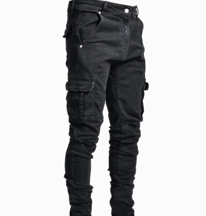 Men's Slim-Fit Cargo Denim Jeans Tapered Leg