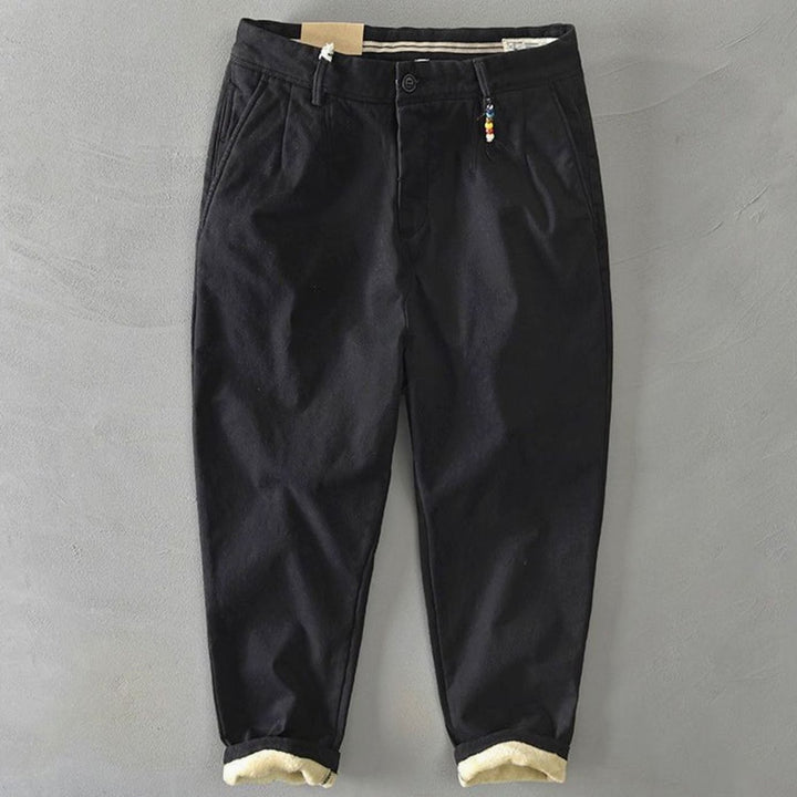 Men's Slim-Fit Fleece-Lined Casual Chino Trousers