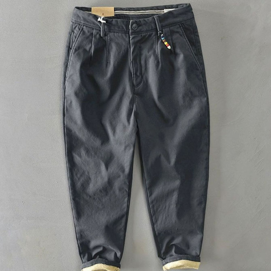 Men's Slim-Fit Fleece-Lined Casual Chino Trousers