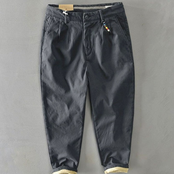 Men's Slim-Fit Fleece-Lined Casual Chino Trousers