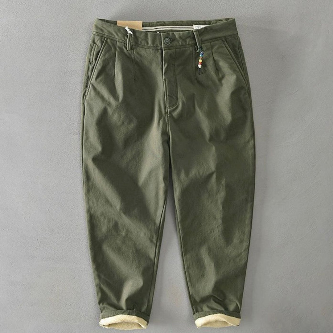 Men's Slim-Fit Fleece-Lined Casual Chino Trousers
