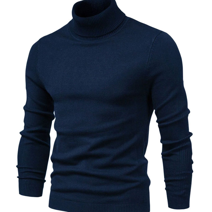 Men's Slim-Fit Turtleneck Knit Sweater Casual Ribbed Jumper - Royal Blue
