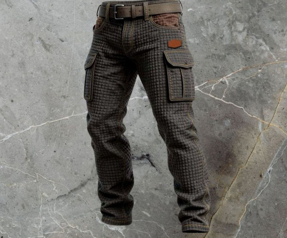 Men's Slim-Fit Waffle-Texture Cargo Trousers