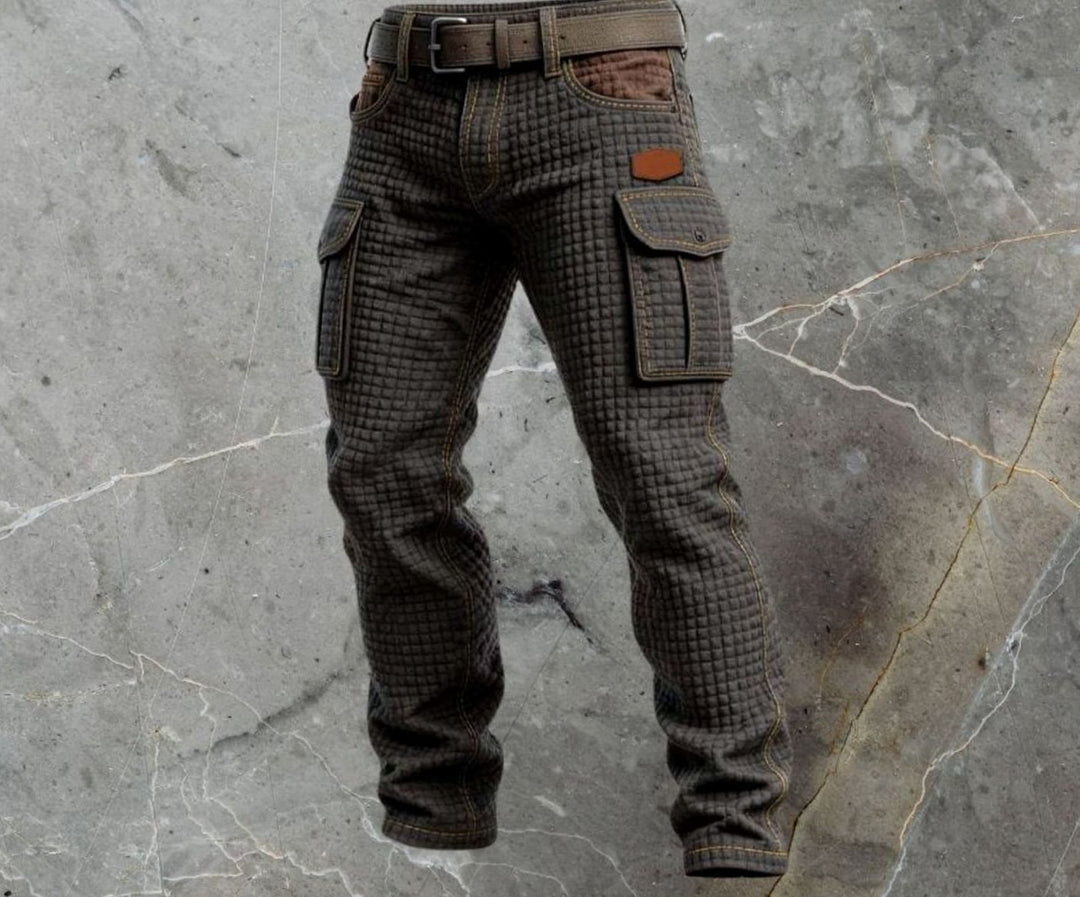 Men's Slim-Fit Waffle-Texture Cargo Trousers
