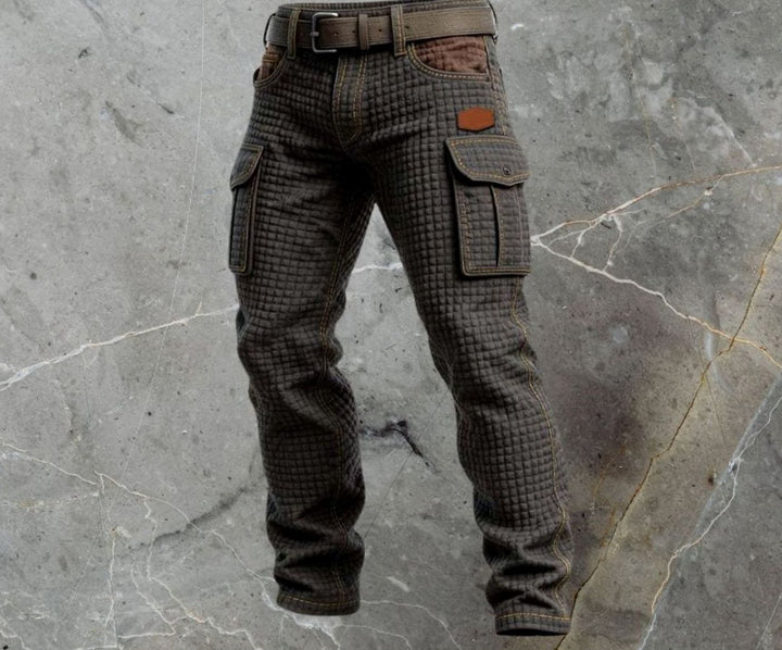 Men's Slim-Fit Waffle-Texture Cargo Trousers