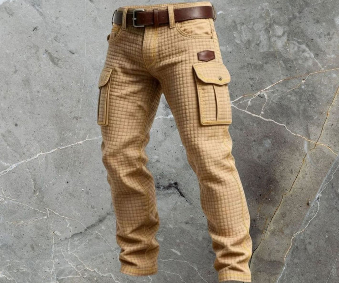Men's Slim-Fit Waffle-Texture Cargo Trousers