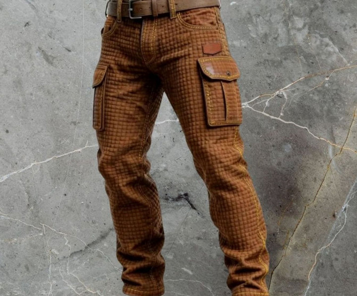 Men's Slim-Fit Waffle-Texture Cargo Trousers