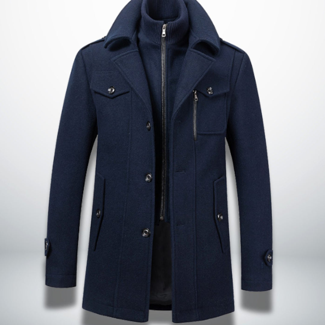 Men's Smart-Casual Single-Breasted Wool-Look Overcoat