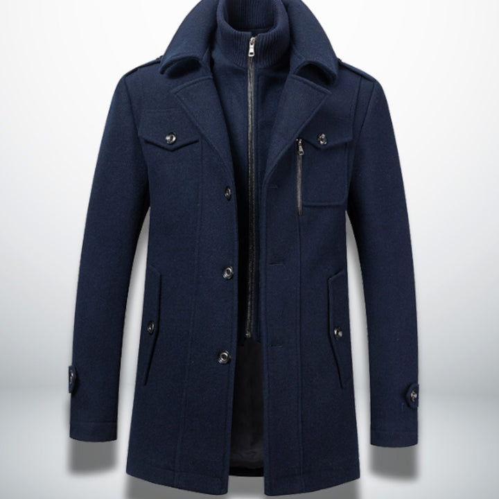 Men's Smart-Casual Single-Breasted Wool-Look Overcoat