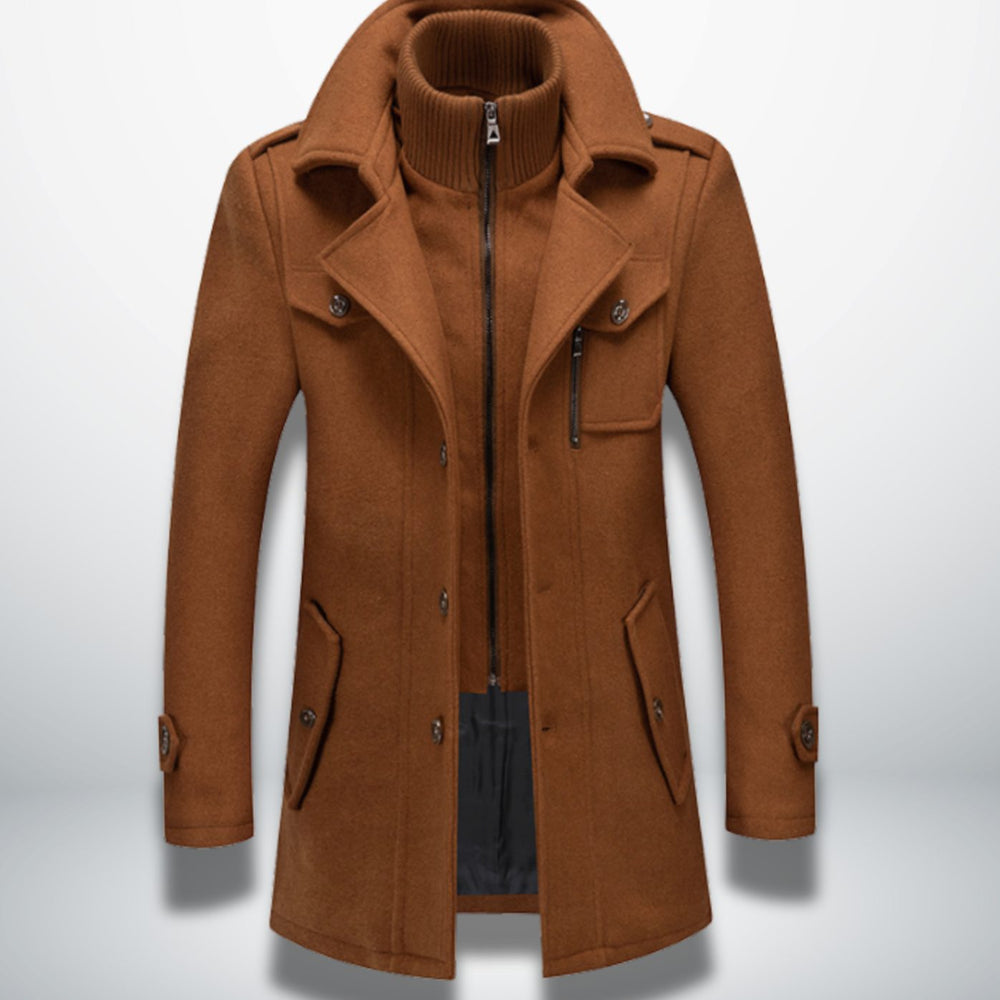Men's Smart-Casual Single-Breasted Wool-Look Overcoat