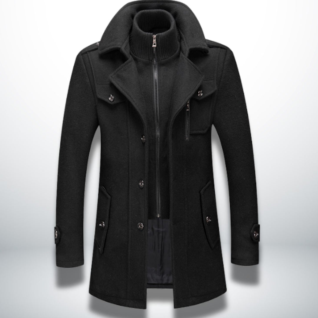 Men's Smart-Casual Single-Breasted Wool-Look Overcoat
