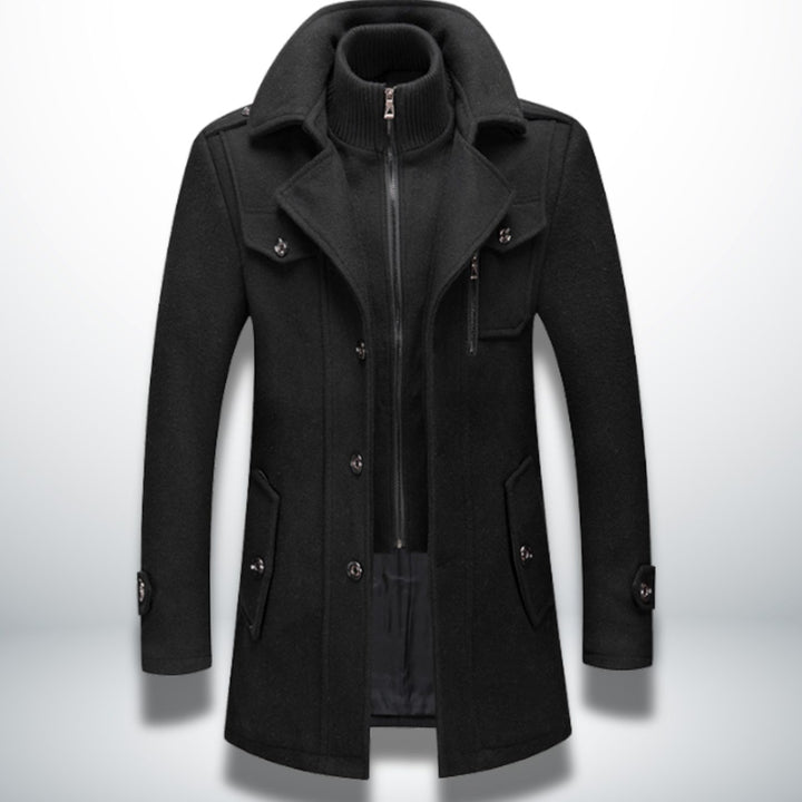 Men's Smart-Casual Single-Breasted Wool-Look Overcoat