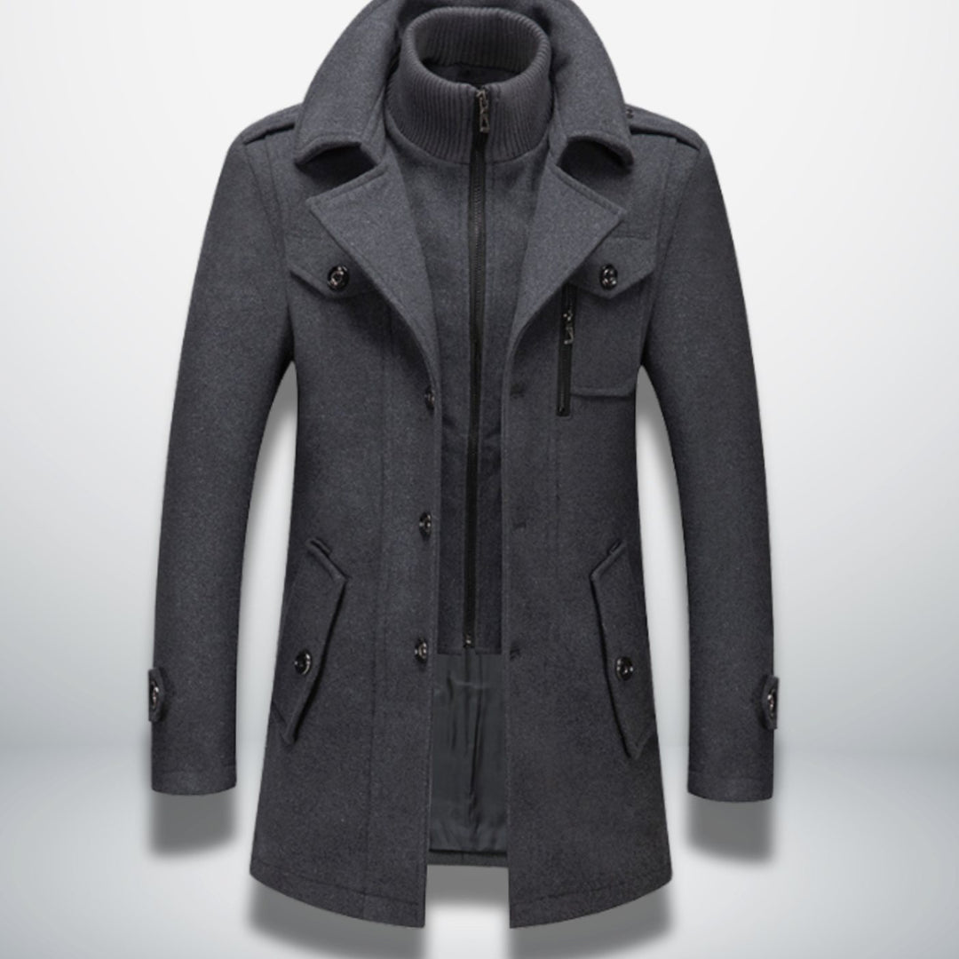 Men's Smart-Casual Single-Breasted Wool-Look Overcoat